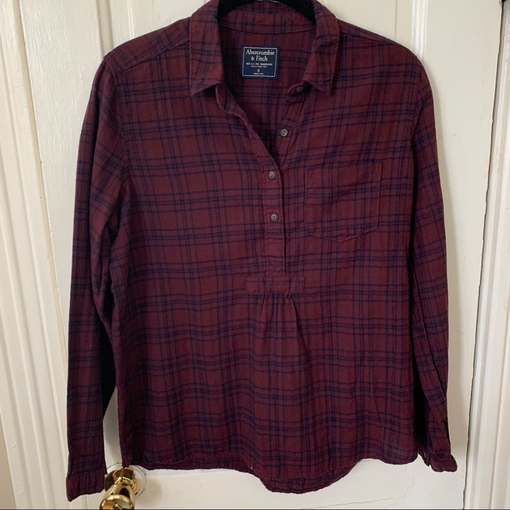 Abercrombie & Fitch Maroon & Navy Flannel
